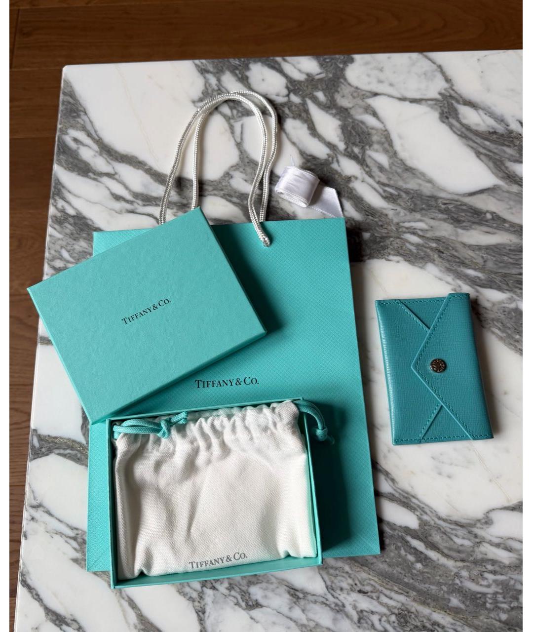 TIFFANY&CO Бирюзовый кожаный кардхолдер, фото 3