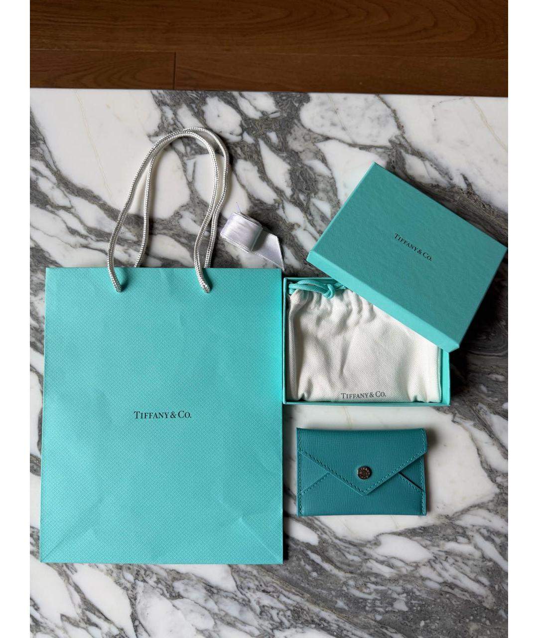 TIFFANY&CO Бирюзовый кожаный кардхолдер, фото 4