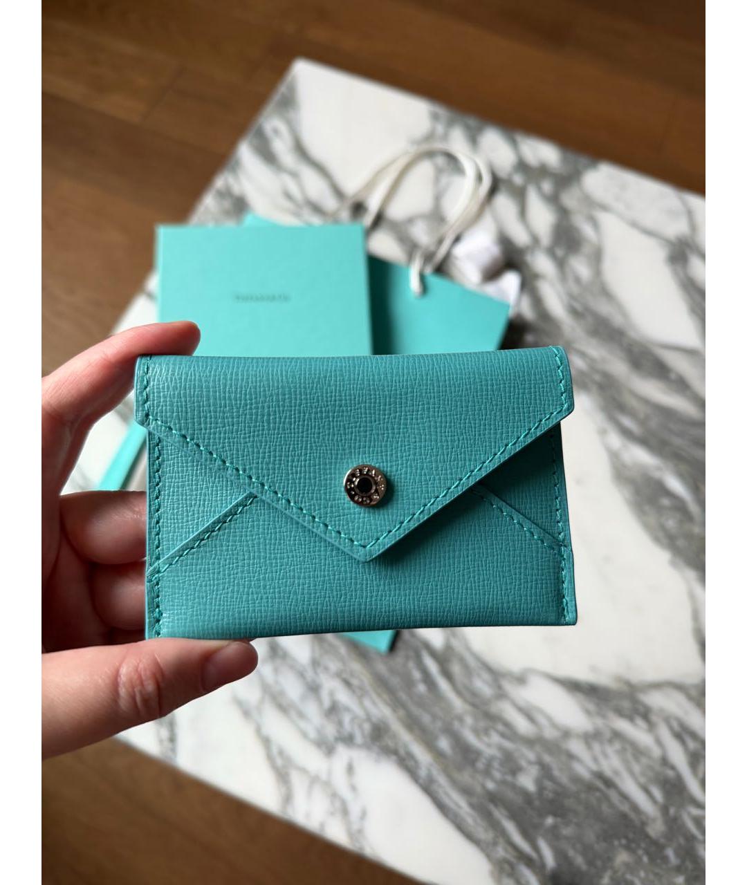 TIFFANY&CO Бирюзовый кожаный кардхолдер, фото 2