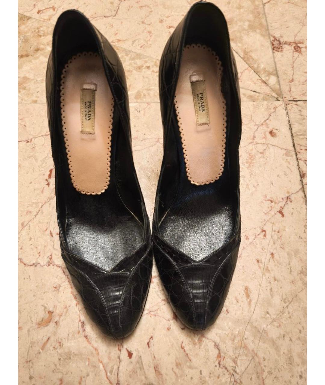 PRADA Черные туфли из кожи крокодила, фото 2