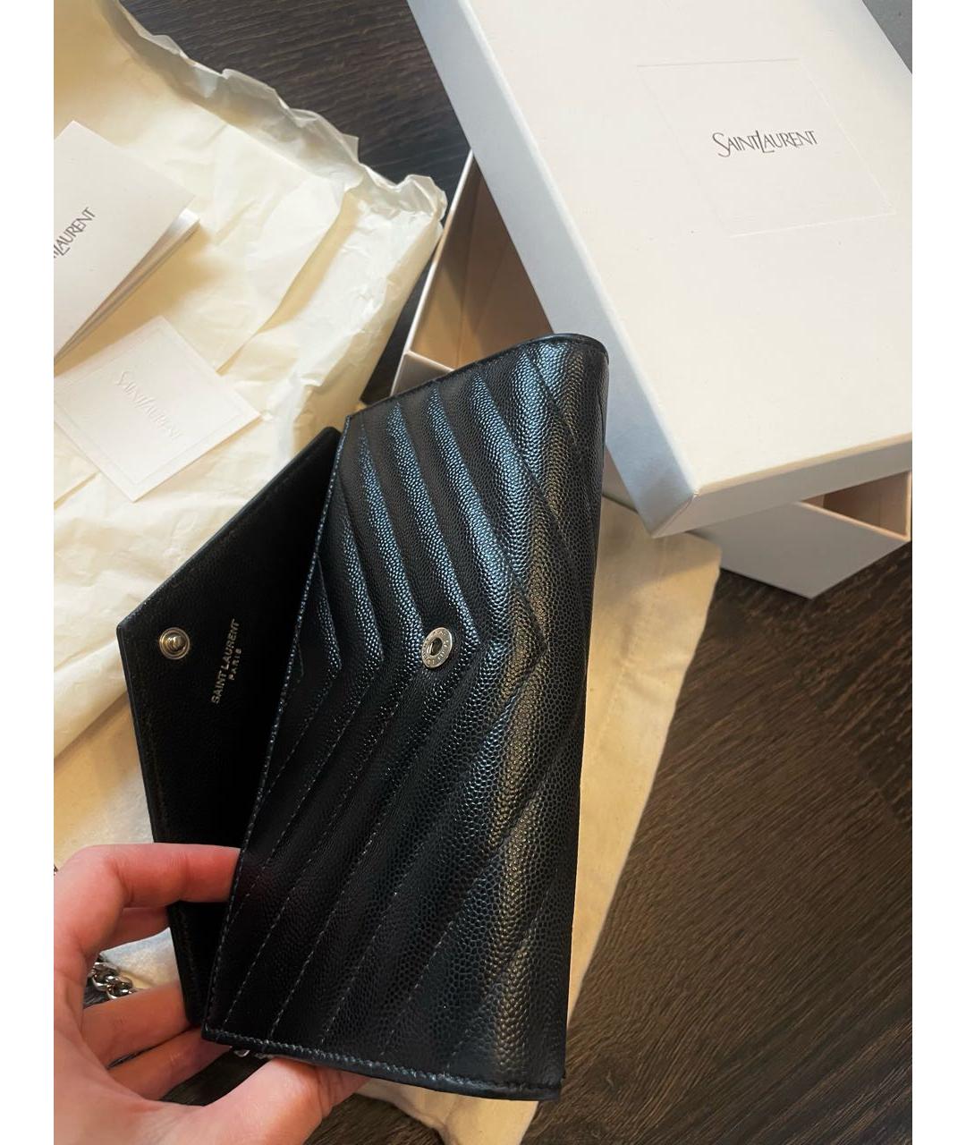 SAINT LAURENT Черная кожаная сумка с короткими ручками, фото 4