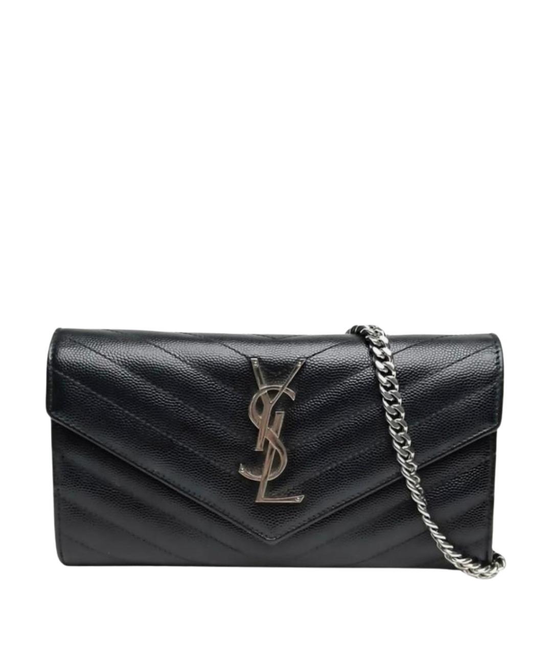 SAINT LAURENT Черная кожаная сумка с короткими ручками, фото 1