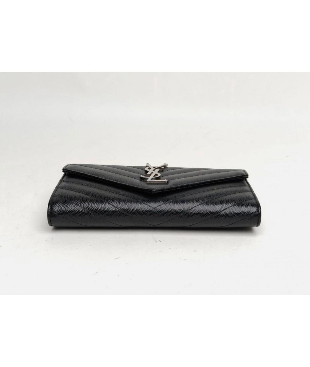 SAINT LAURENT Черная кожаная сумка с короткими ручками, фото 2