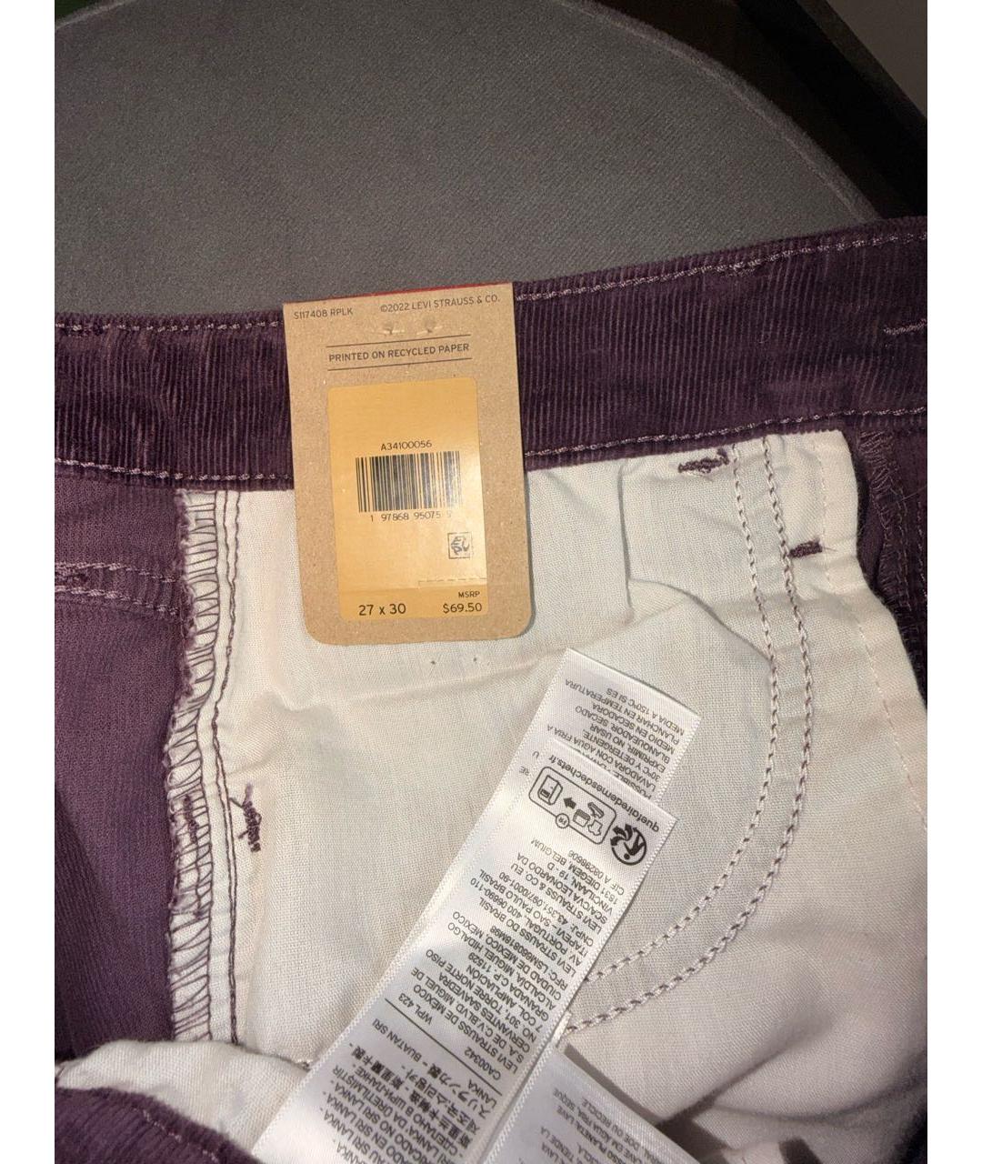 LEVI'S Фиолетовые хлопковые джинсы клеш, фото 3