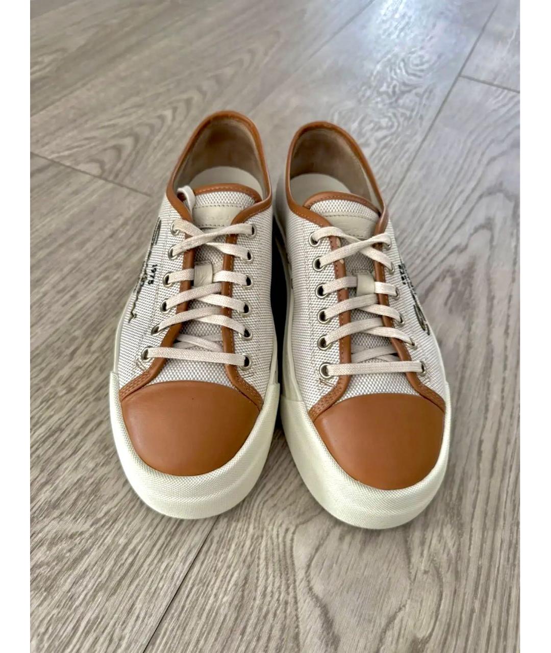 SANTONI Бежевые текстильные кеды, фото 3