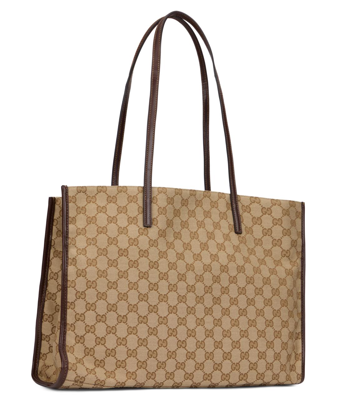 GUCCI Бежевая тканевая сумка тоут, фото 3