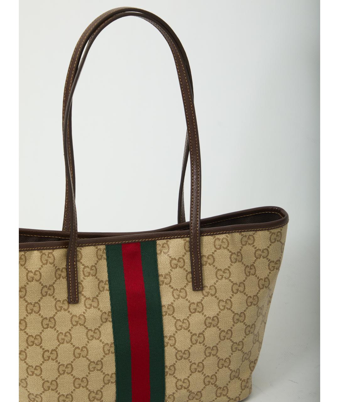 GUCCI Бежевая сумка тоут из канвы, фото 4