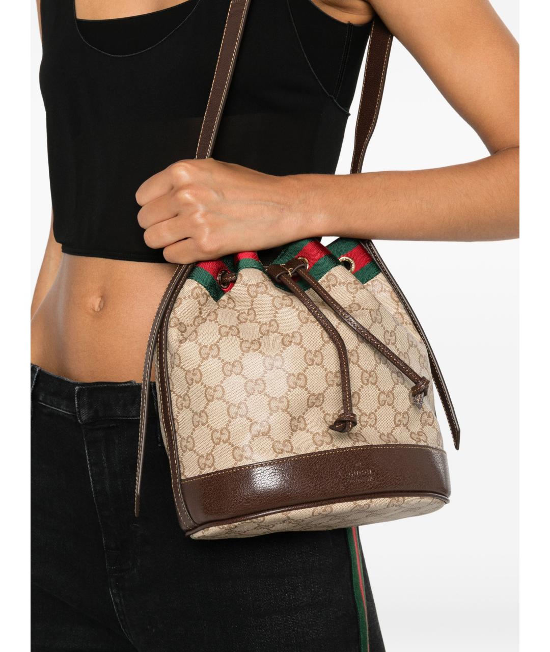 GUCCI Бежевая тканевая сумка через плечо, фото 2