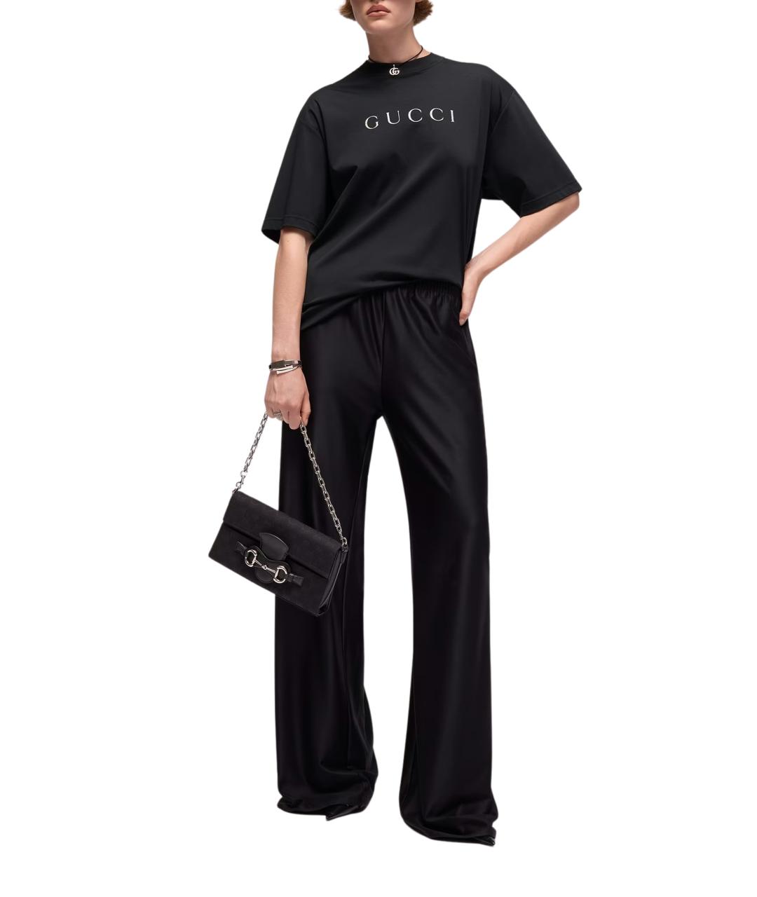 GUCCI Черная хлопковая футболка, фото 2