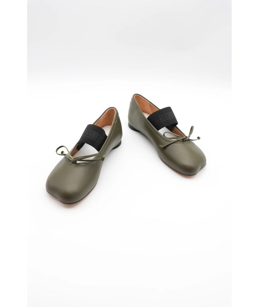 MM6 MAISON MARGIELA Зеленые кожаные балетки, фото 2