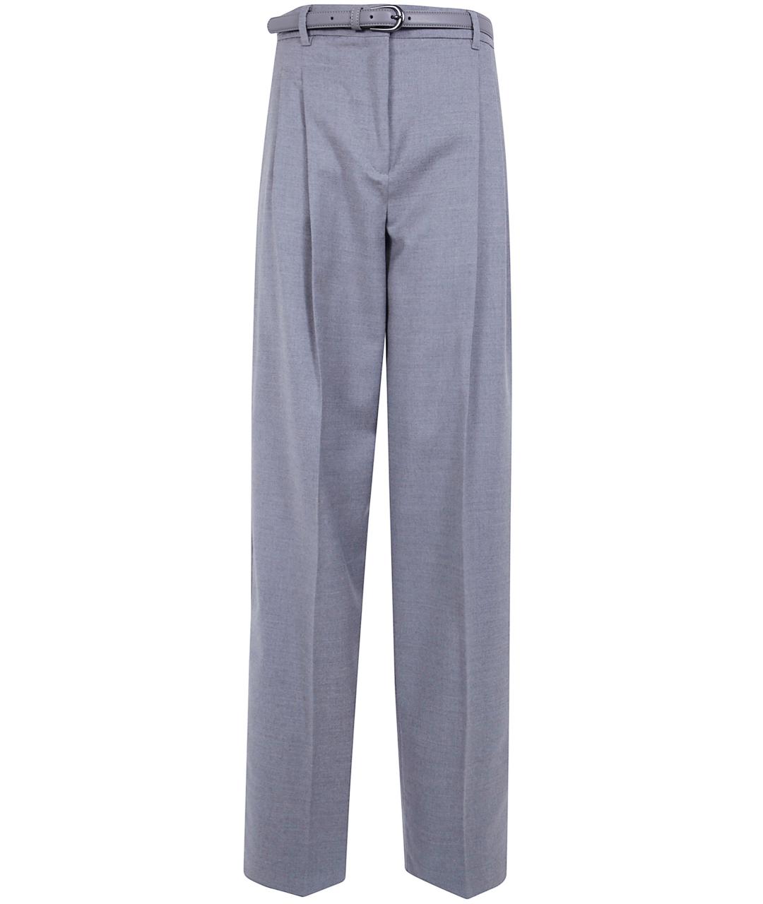 MAX MARA STUDIO Серые шерстяные прямые брюки, фото 1