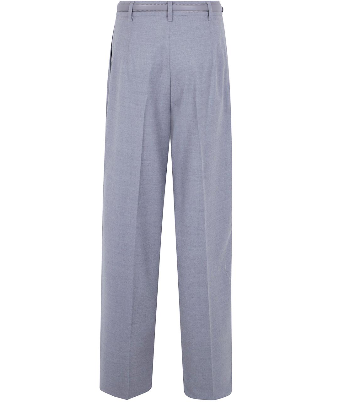 MAX MARA STUDIO Серые шерстяные прямые брюки, фото 2