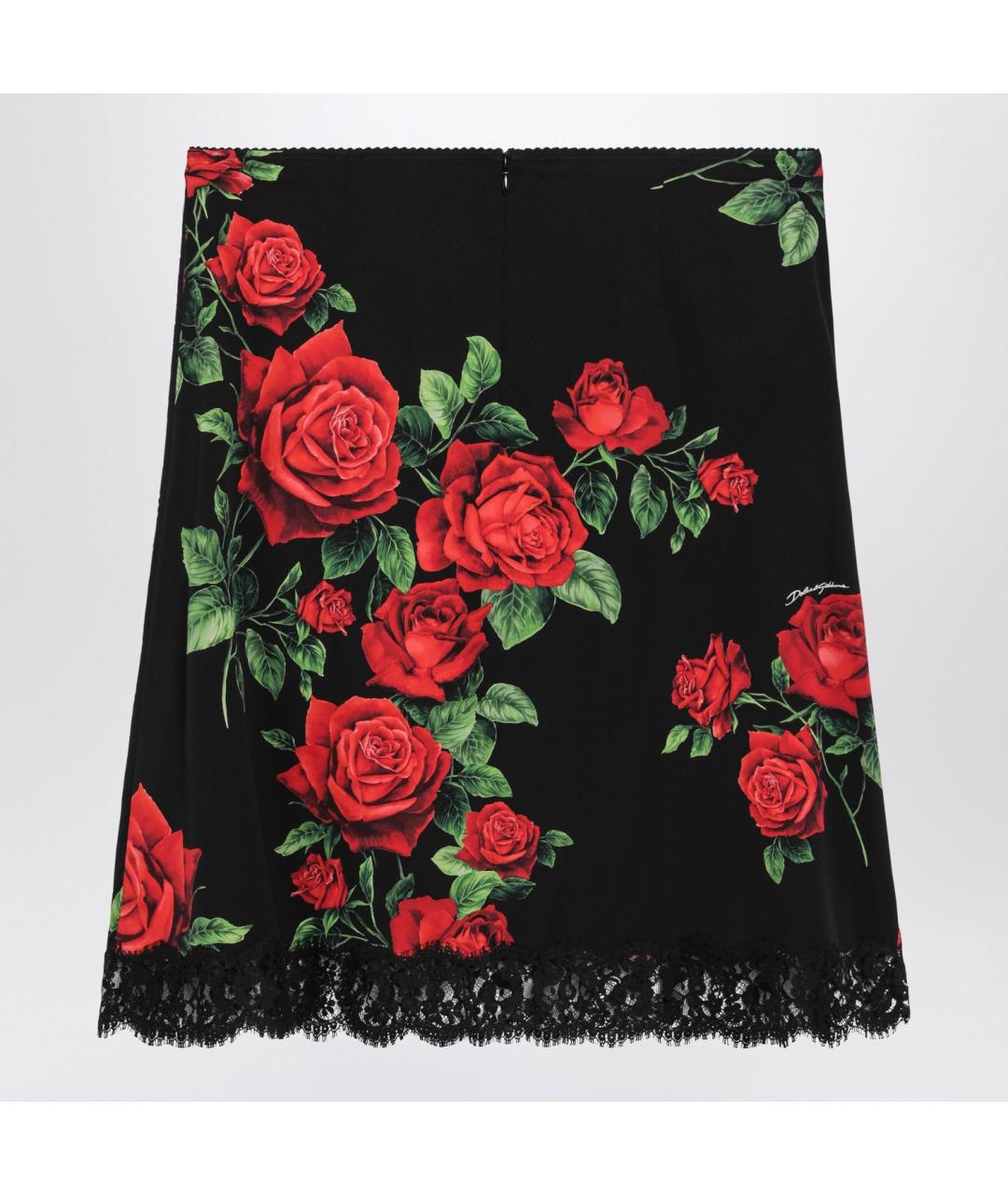 DOLCE&GABBANA Черная шелковая юбка мини, фото 2