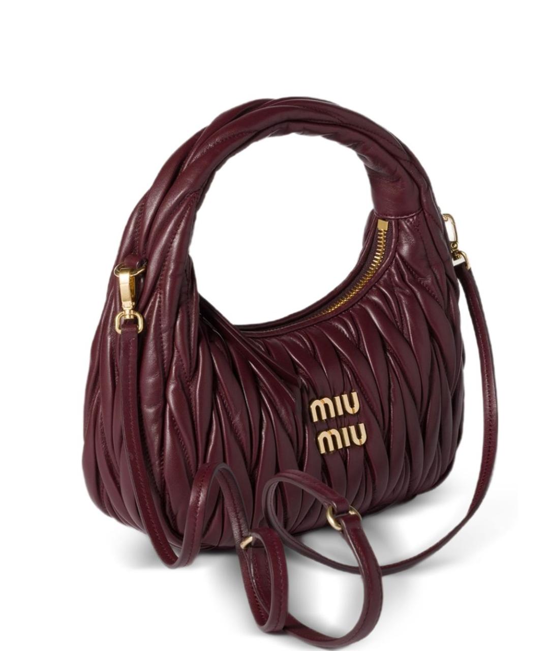 MIU MIU Бордовая кожаная сумка через плечо, фото 5