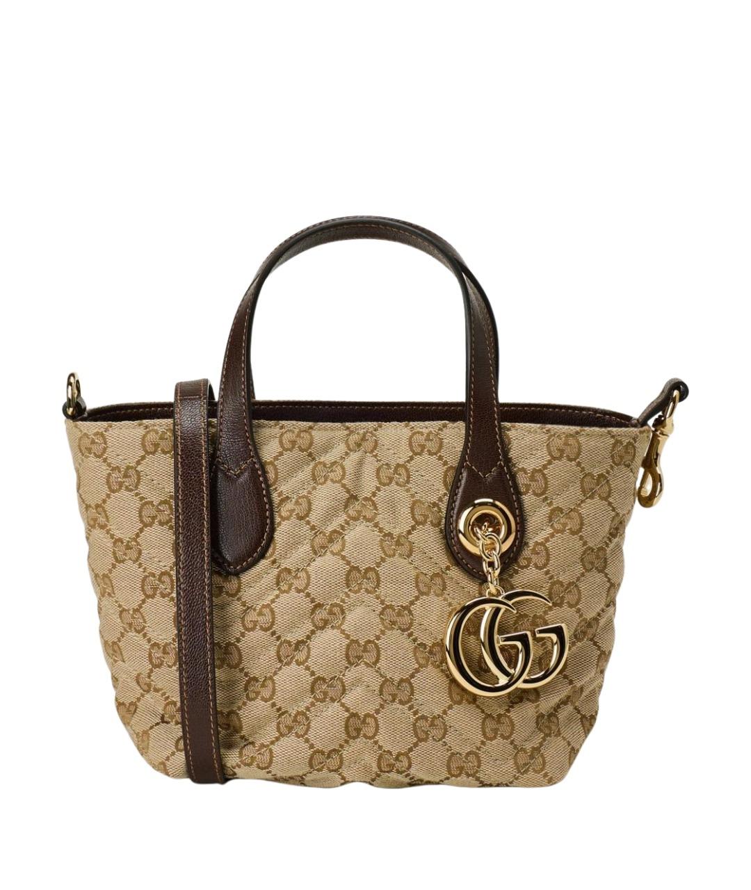 GUCCI Бежевая сумка тоут из канвы, фото 1