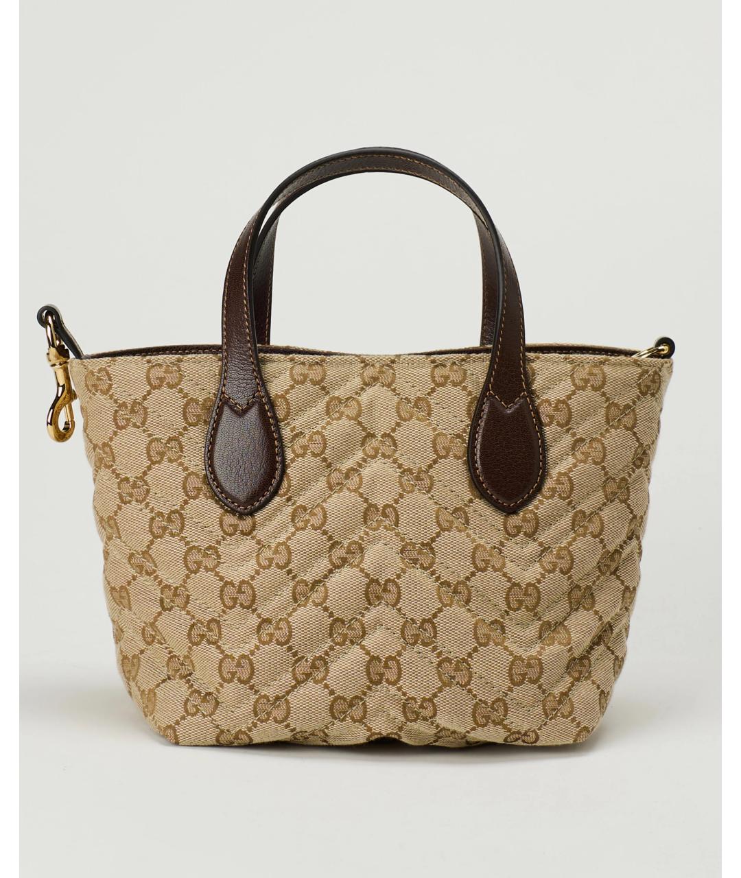 GUCCI Бежевая сумка тоут из канвы, фото 3