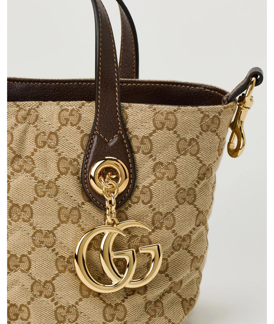 GUCCI Бежевая сумка тоут из канвы, фото 4