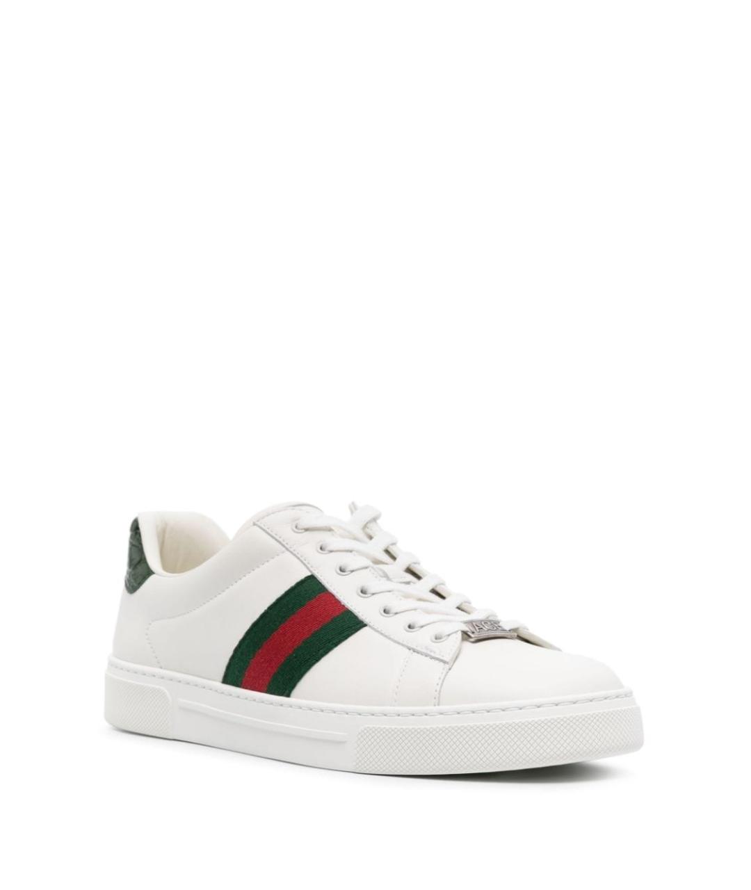 GUCCI Белые кожаные кеды, фото 2