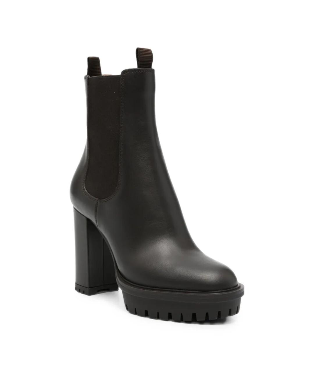GIANVITO ROSSI Коричневые кожаные ботильоны, фото 1