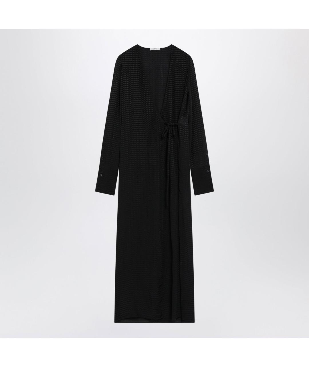 FENDI Черное шелковое повседневное платье, фото 3