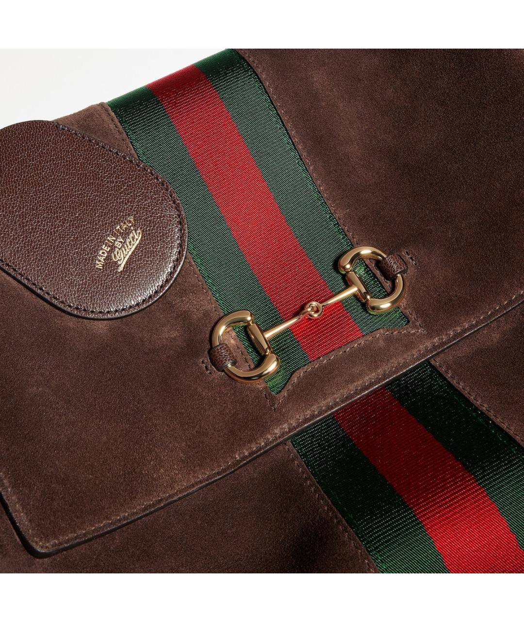 GUCCI Коричневая замшевая сумка с короткими ручками, фото 3