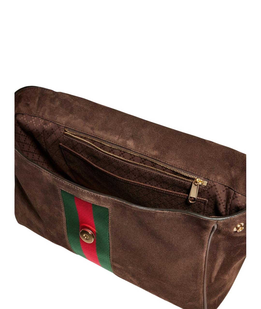 GUCCI Коричневая замшевая сумка с короткими ручками, фото 5