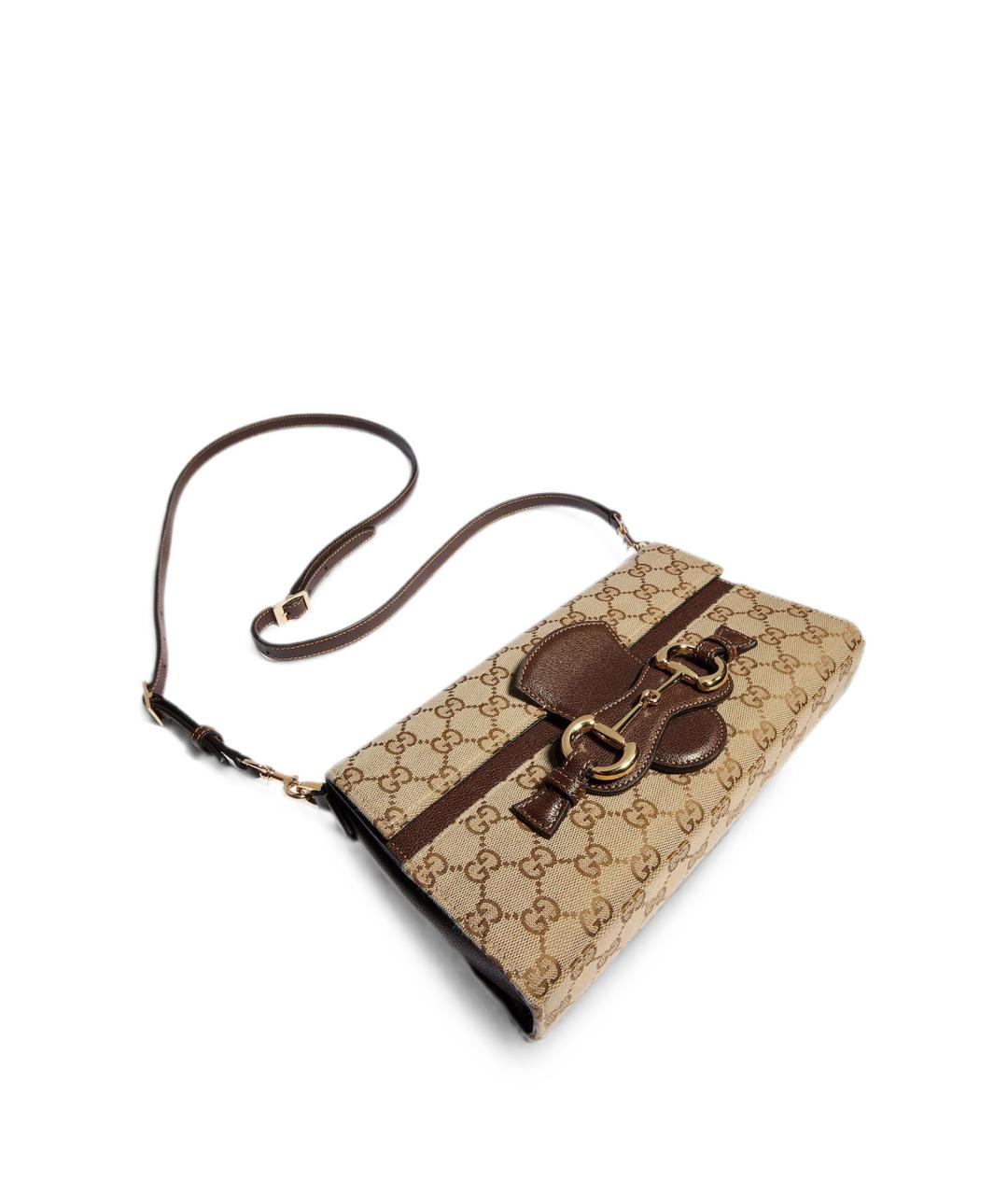 GUCCI Коричневая сумка через плечо из канвы, фото 4