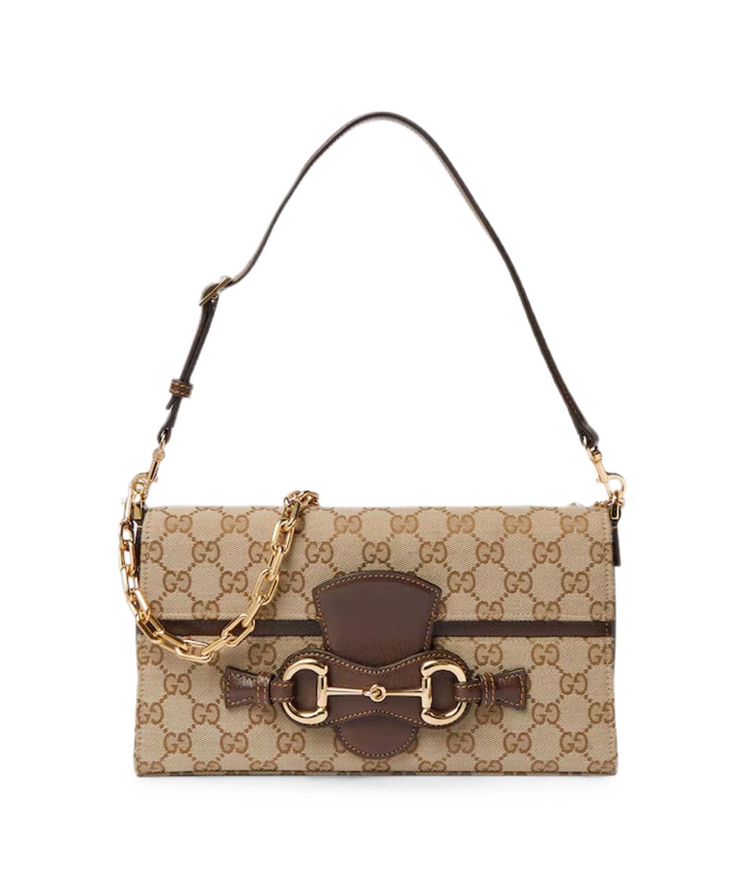 GUCCI Коричневая сумка через плечо из канвы, фото 1