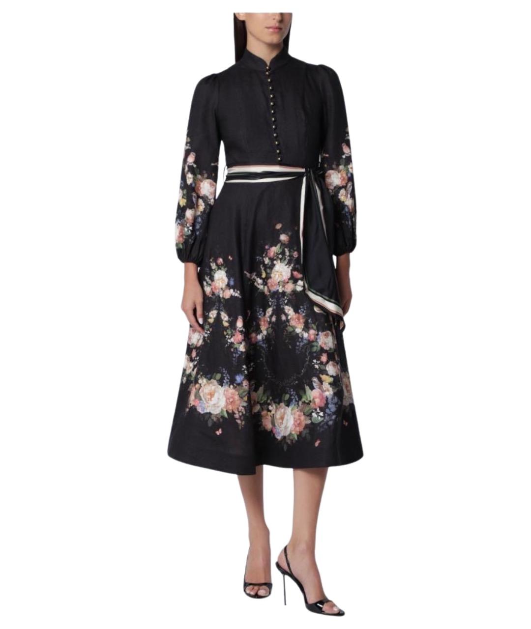 ZIMMERMANN Черное льняное повседневное платье, фото 1