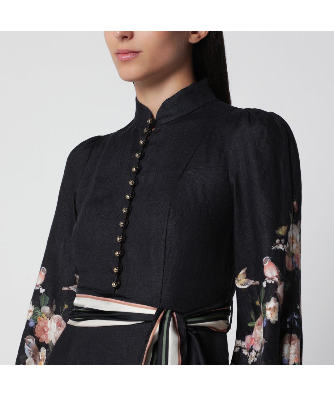 ZIMMERMANN Черное льняное повседневное платье, фото 2
