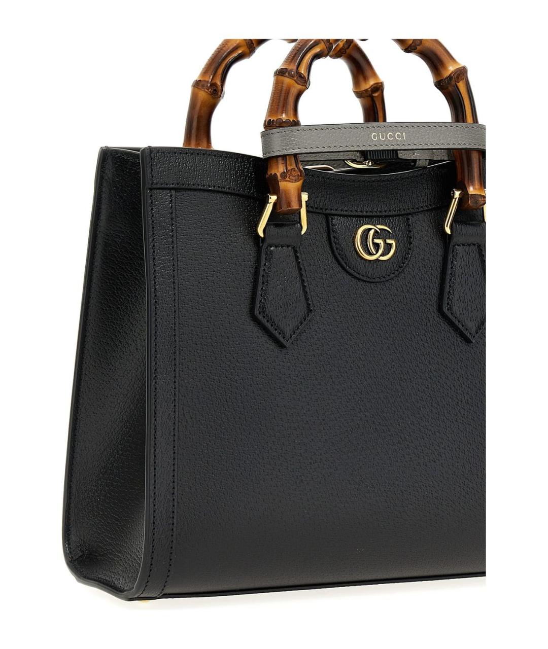 GUCCI Черная кожаная сумка тоут, фото 4