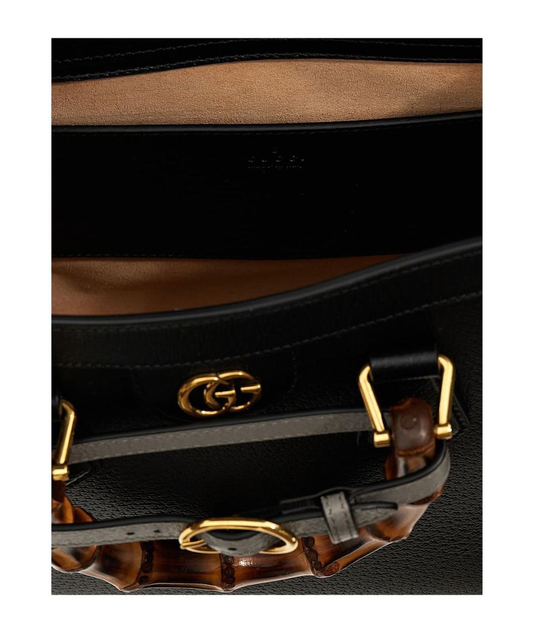 GUCCI Черная кожаная сумка тоут, фото 5