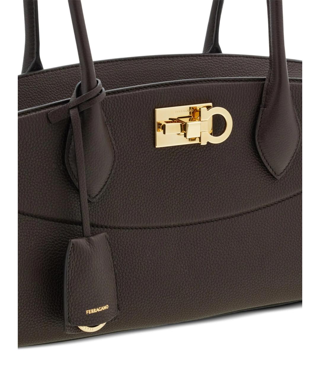 FERRAGAMO Коричневая кожаная сумка тоут, фото 5