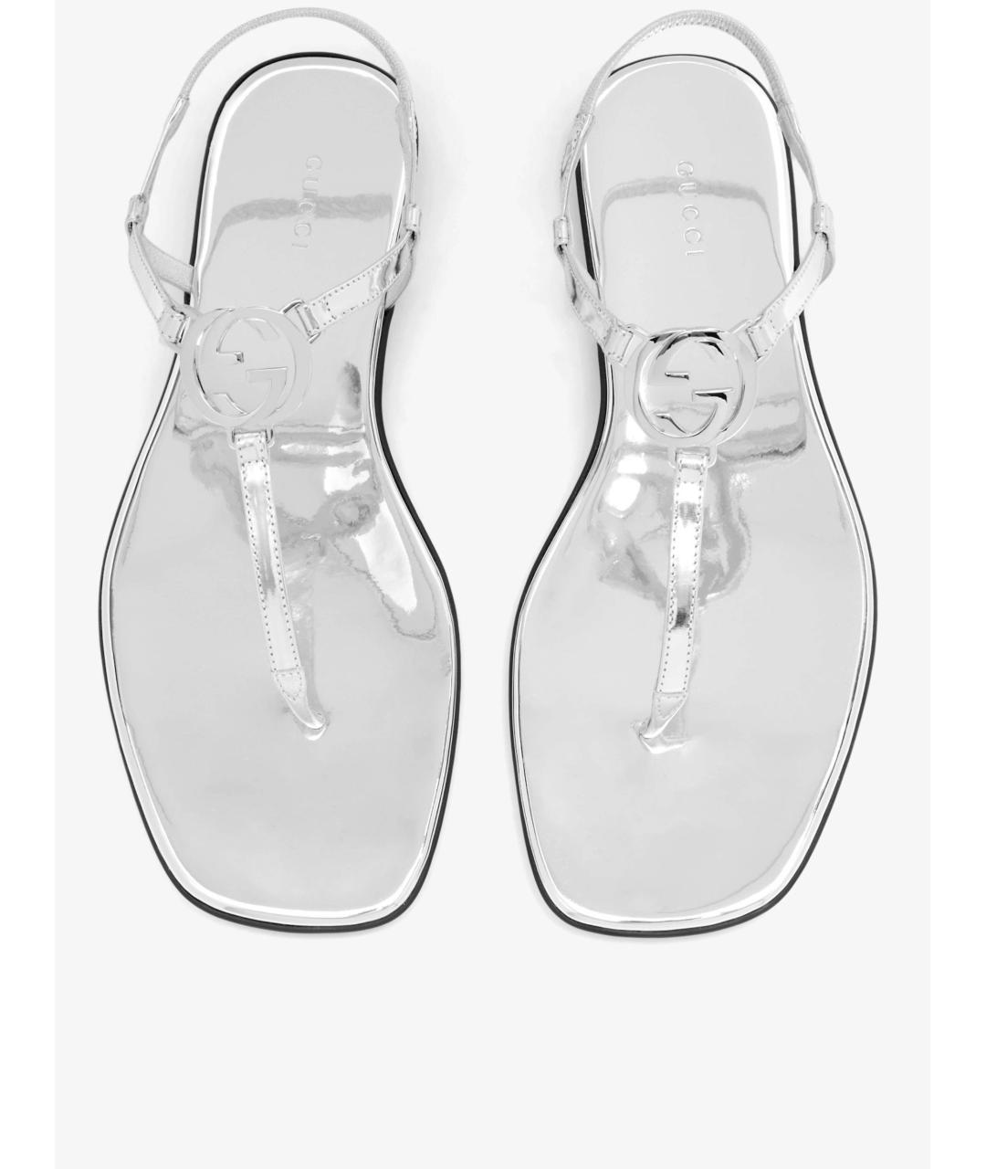 GUCCI Серебряные кожаные сандалии, фото 3