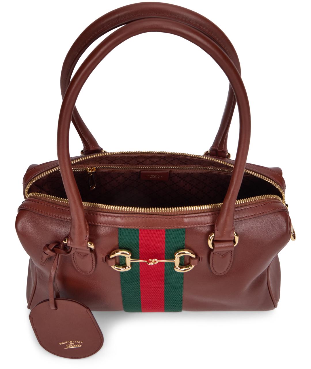 GUCCI Коричневая кожаная сумка тоут, фото 5