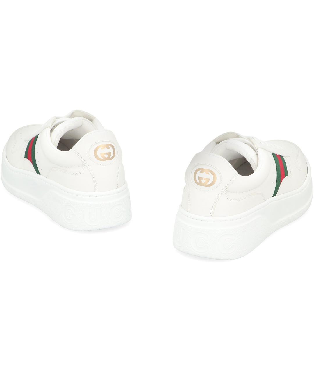 GUCCI Белые кожаные низкие кроссовки / кеды, фото 4