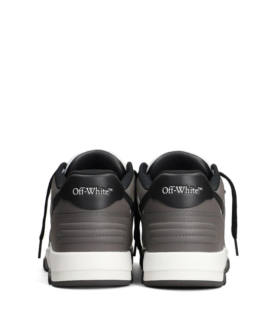 OFF-WHITE Серые кожаные низкие кроссовки / кеды, фото 3