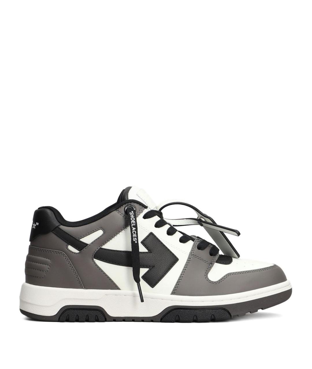 OFF-WHITE Серые кожаные низкие кроссовки / кеды, фото 1