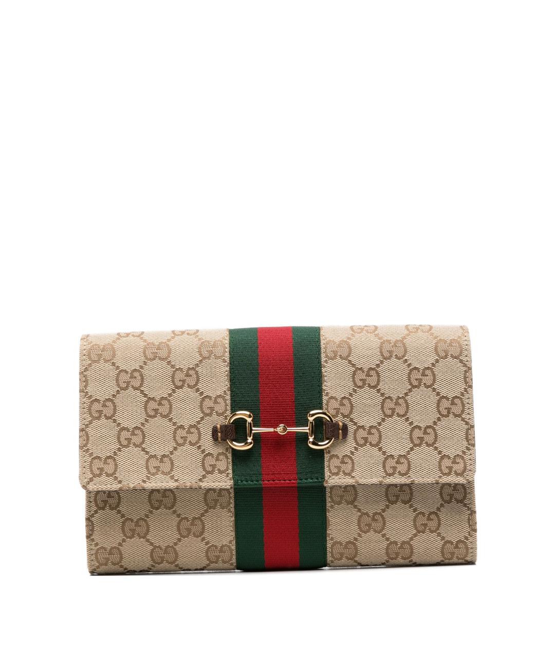 GUCCI Бежевая сумка через плечо из канвы, фото 1