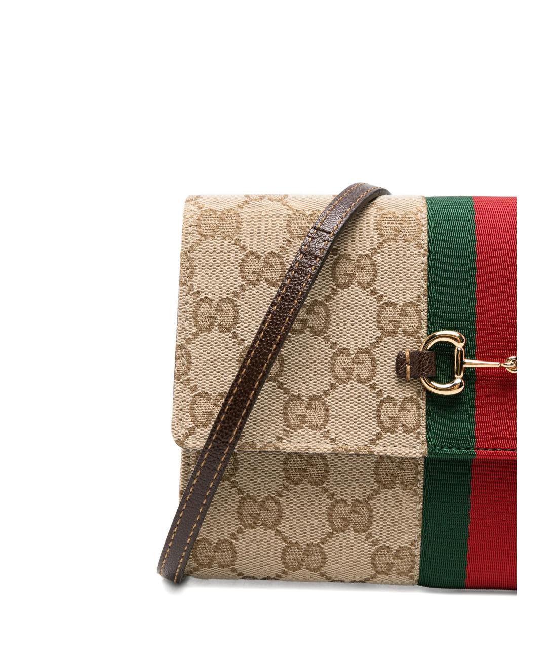 GUCCI Бежевая сумка через плечо из канвы, фото 3