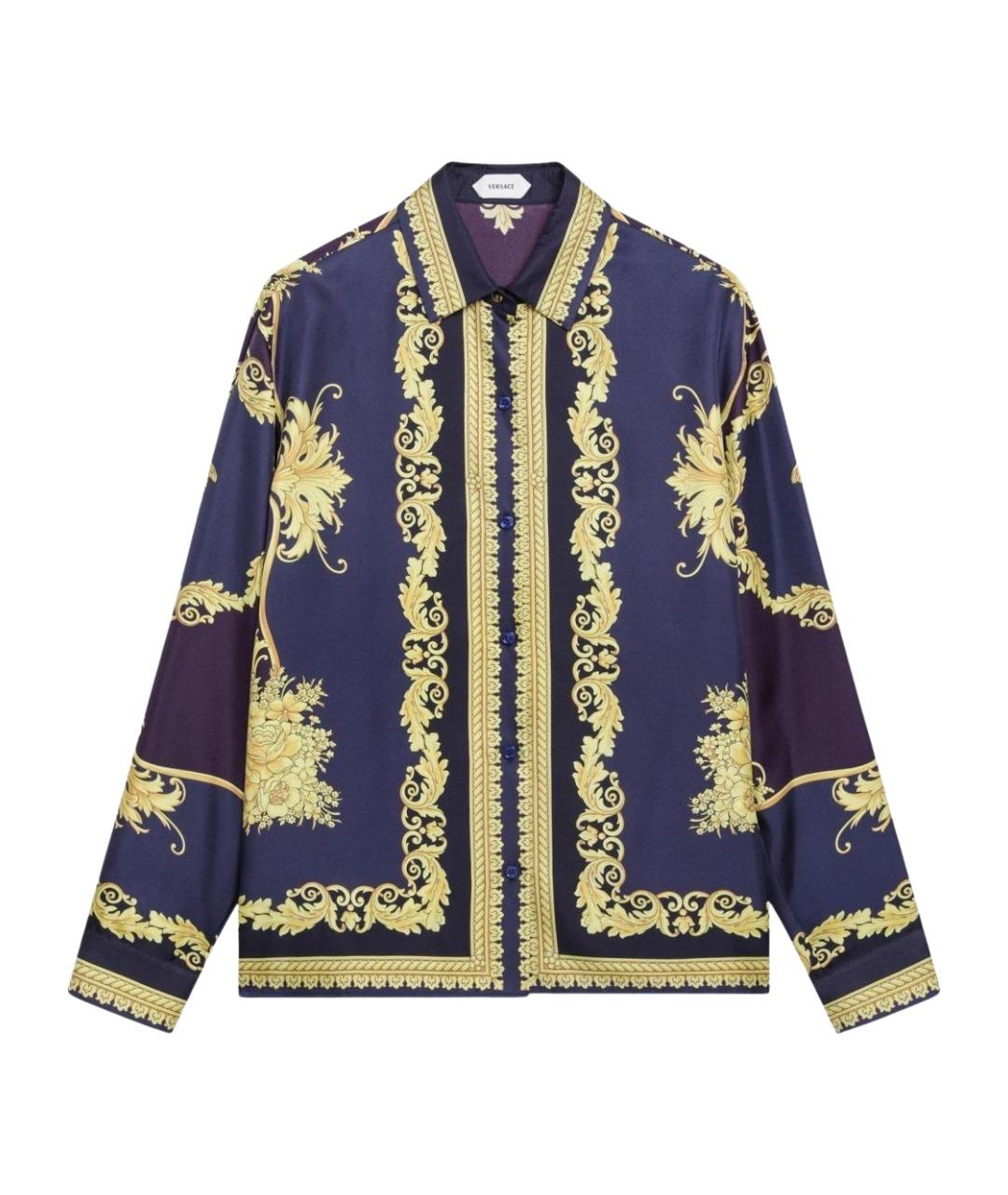 VERSACE Синяя шелковая рубашка, фото 1