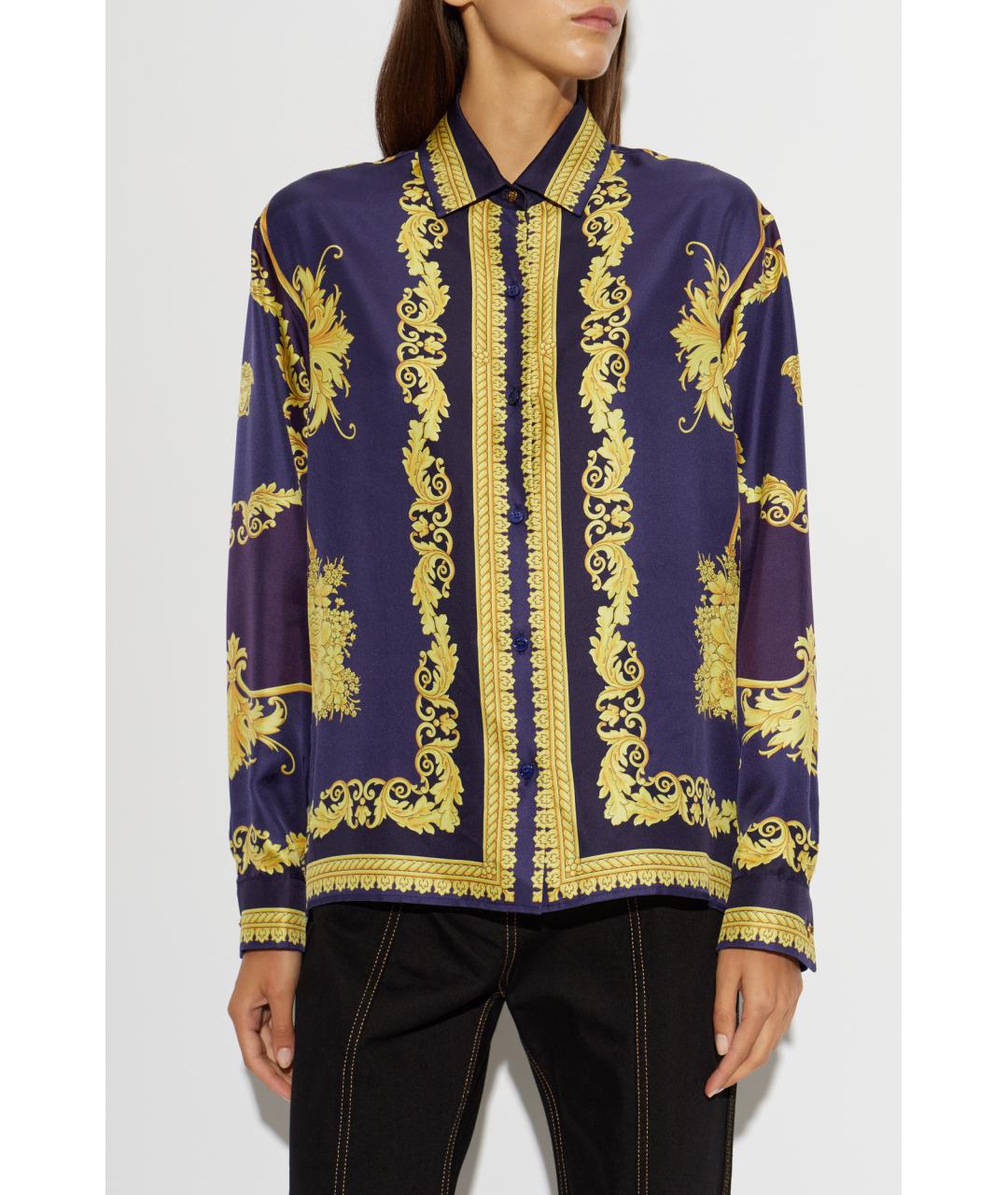 VERSACE Синяя шелковая рубашка, фото 3