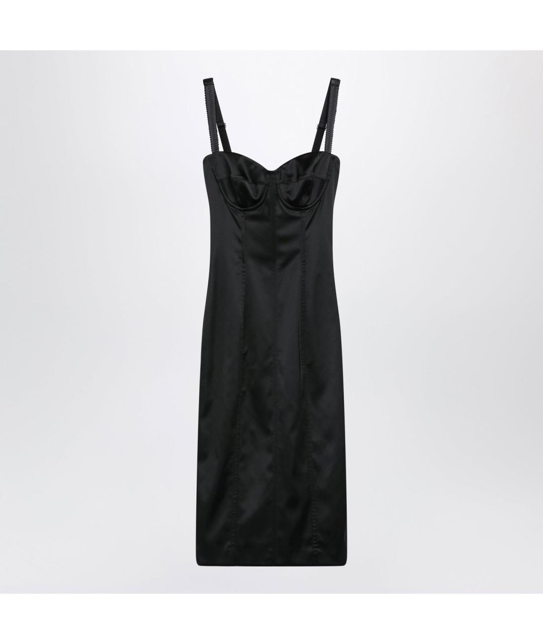 DOLCE&GABBANA Черное ацетатное коктейльное платье, фото 3