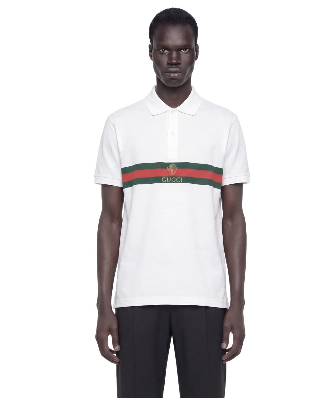 GUCCI Белое хлопковое поло с коротким рукавом, фото 3