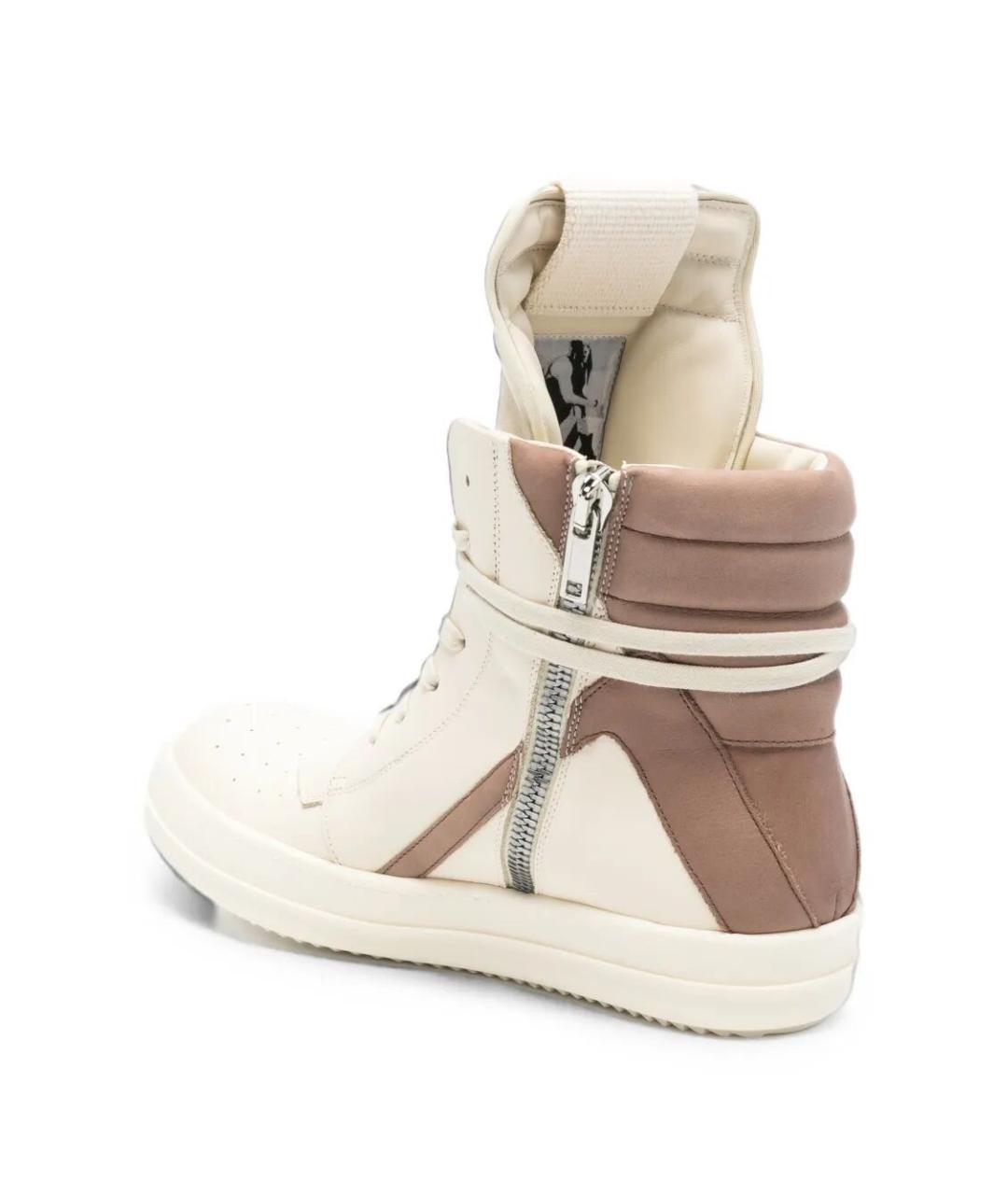 RICK OWENS Белые кожаные высокие кроссовки / кеды, фото 4