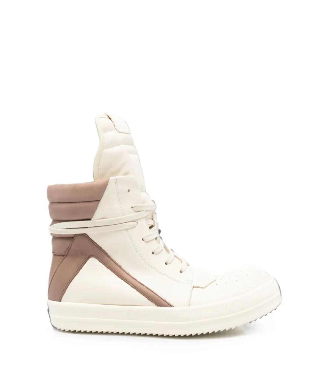RICK OWENS Белые кожаные высокие кроссовки / кеды, фото 1