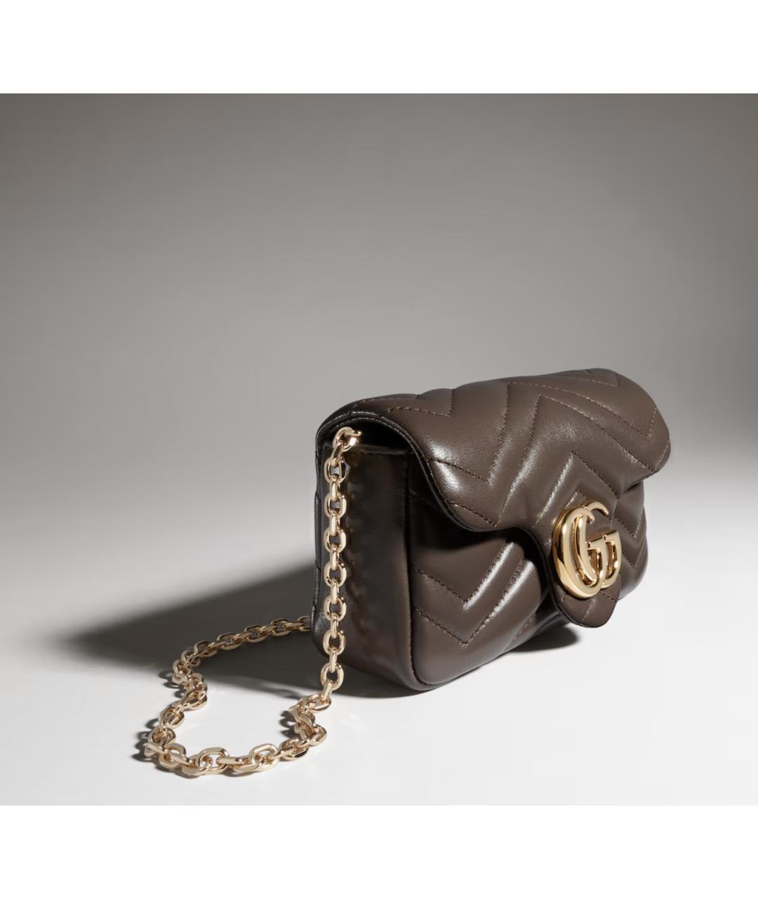 GUCCI Коричневая кожаная сумка через плечо, фото 4