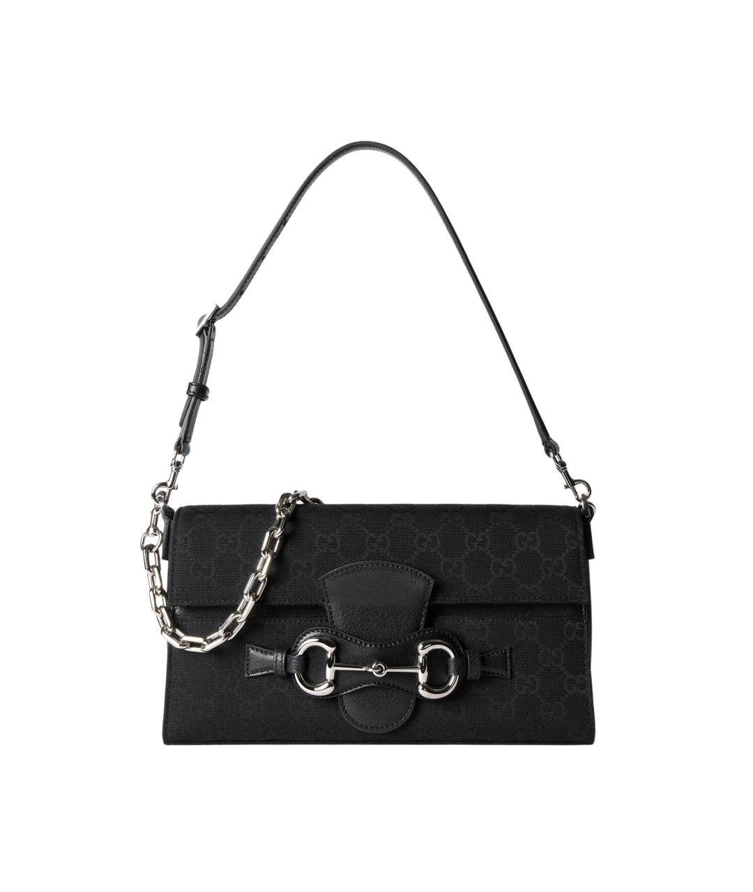 GUCCI Черная жаккардовая сумка через плечо, фото 1