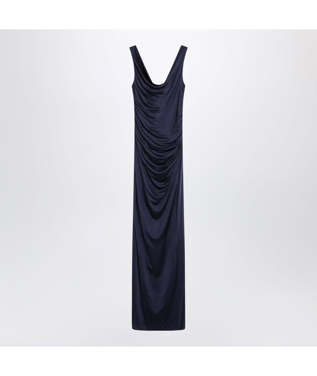 VERSACE Темно-синее вискозное коктейльное платье, фото 2