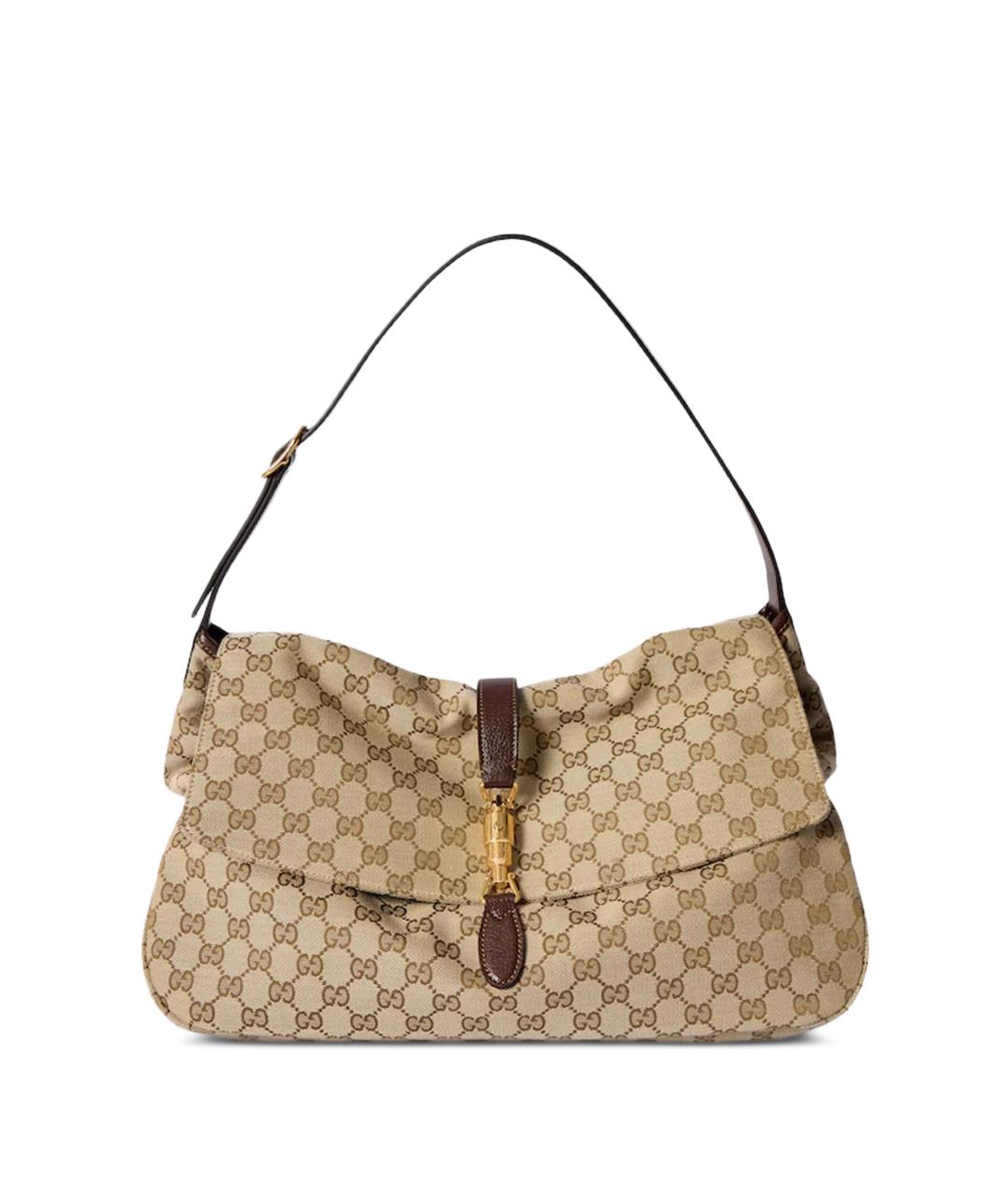 GUCCI Бежевая жаккардовая сумка на плечо, фото 1